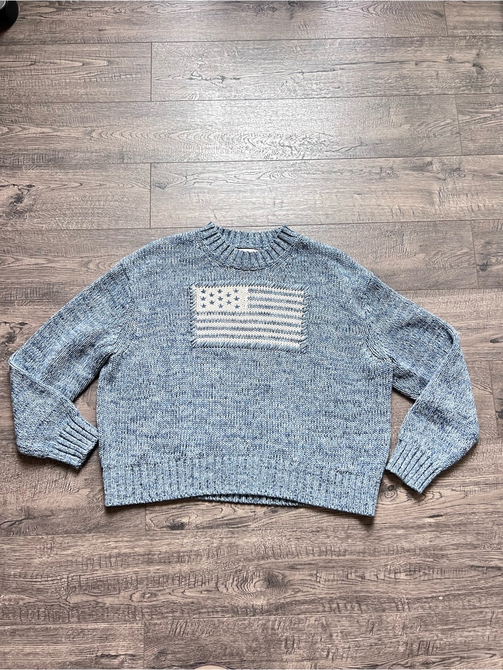 TUCKERNUCK Marled Blue Cotton Americana Flag Sweater - Picture 11 of 15